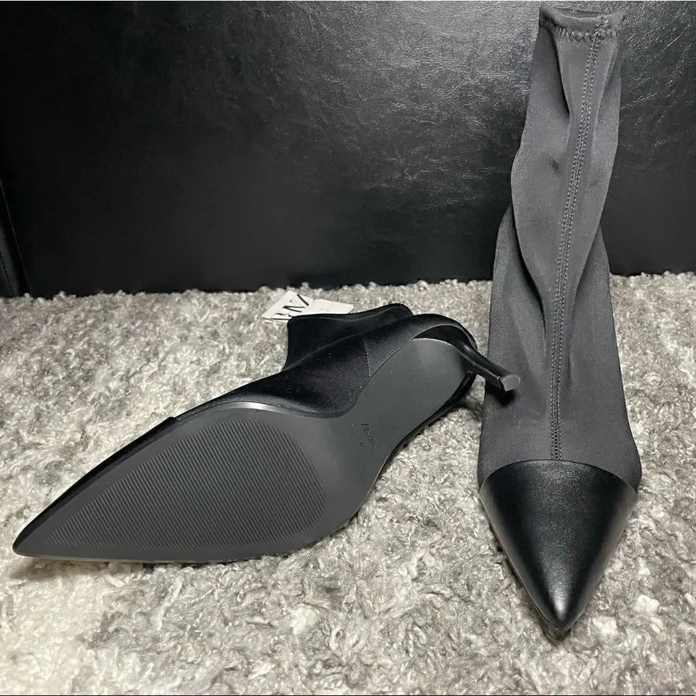 NWT Zara Pointed Fabric Heeled Ankle Boots - Picture 10 of 11